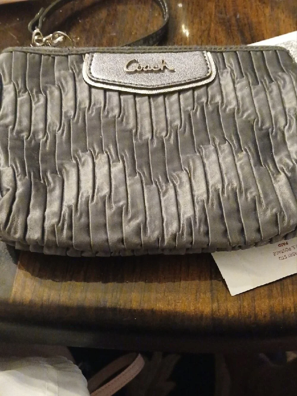 Coach Gray Pleated Wristlet Clutch